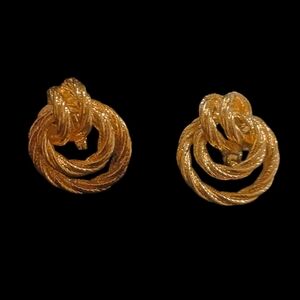 Elegant Gold Knot Earrings Clip On Vintage